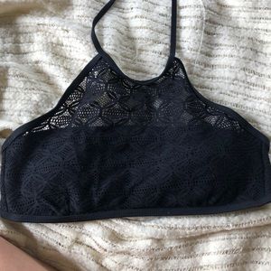 High neck lace bathing suit top